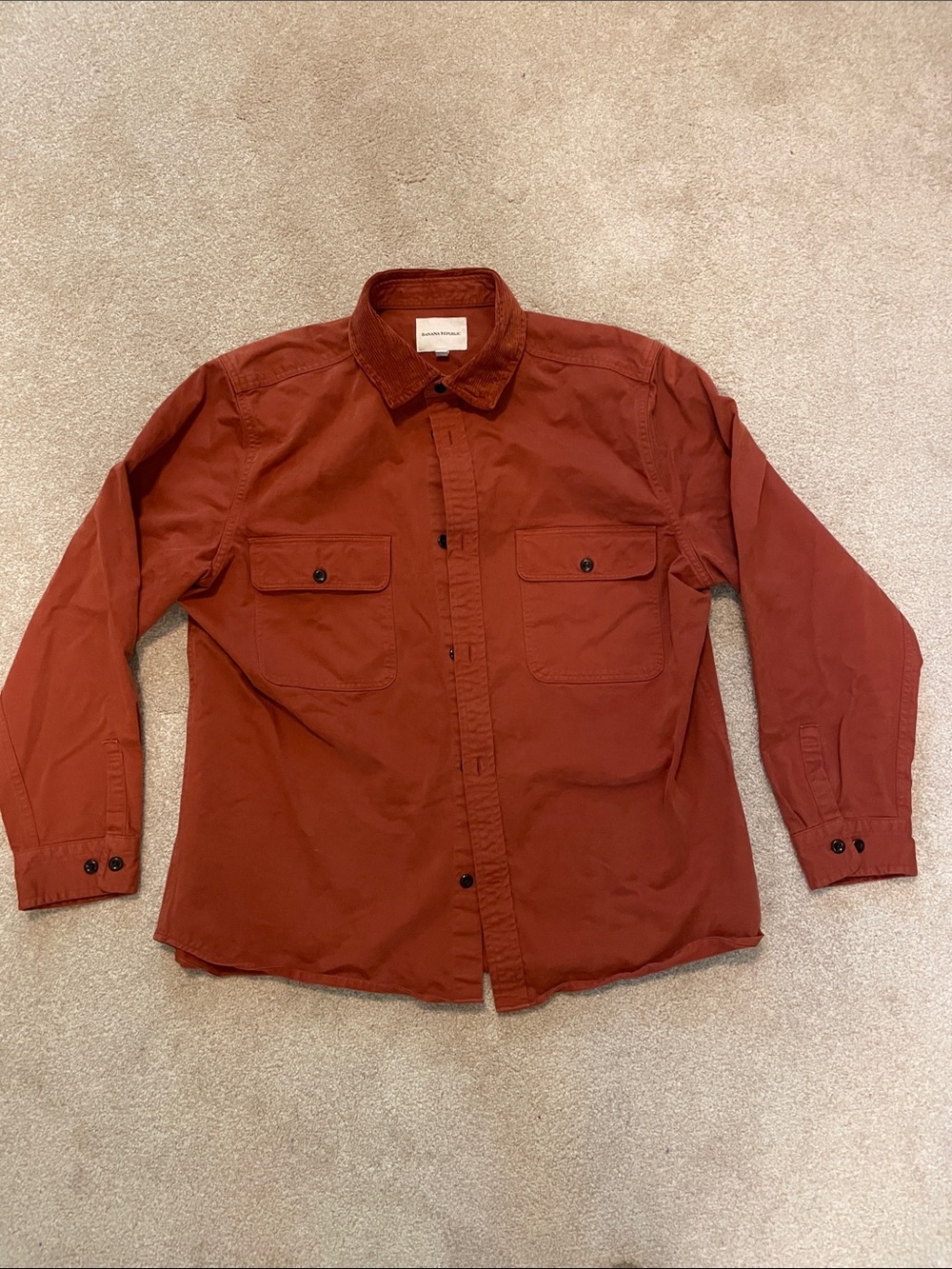 Banana Republic Corduroy Collar Chore Shirt Jacket in Burnt Orange